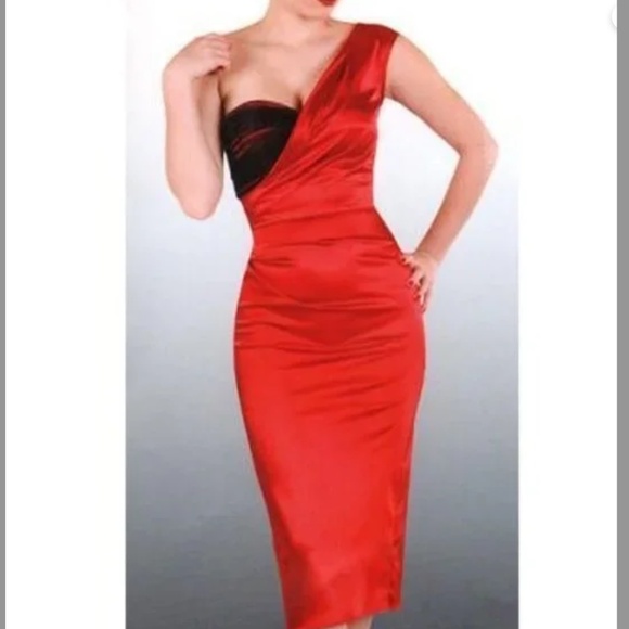 NWT Stop Staring Red Love Spell One Shoulder Retro Dress - Picture 1 of 10